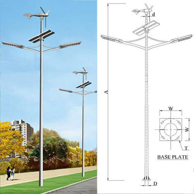 Outdoor Steel Q235 City Light Pole 5m Self Supporting Monople