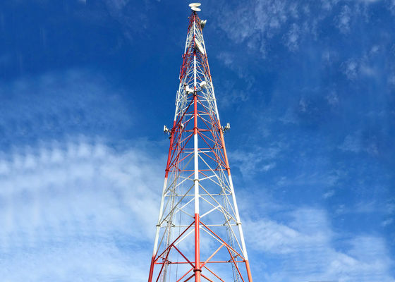 25m 80m Q355 Hot Dip Galvanized Steel Tower 3 Legged Self Supporting