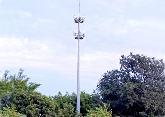 50m GSM FM 5G Telecom Steel Tower 3 Platforms Hot Dip Galvanized