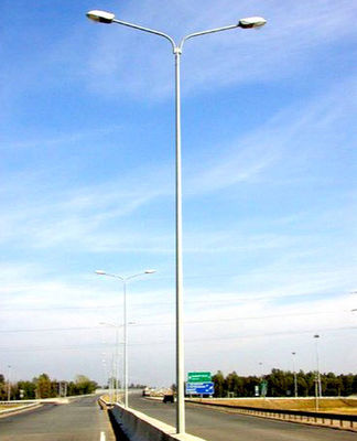 Dual Arms Galvanised Street Light Pole 10m 15m Highway Light Post