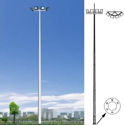 Highway Roadway Galvanized Street Light Pole 45m Tapered Shape