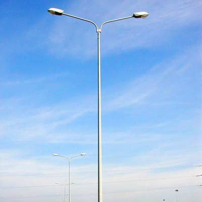 Public Security CCTV Double Arm Street Light Pole 10m Height